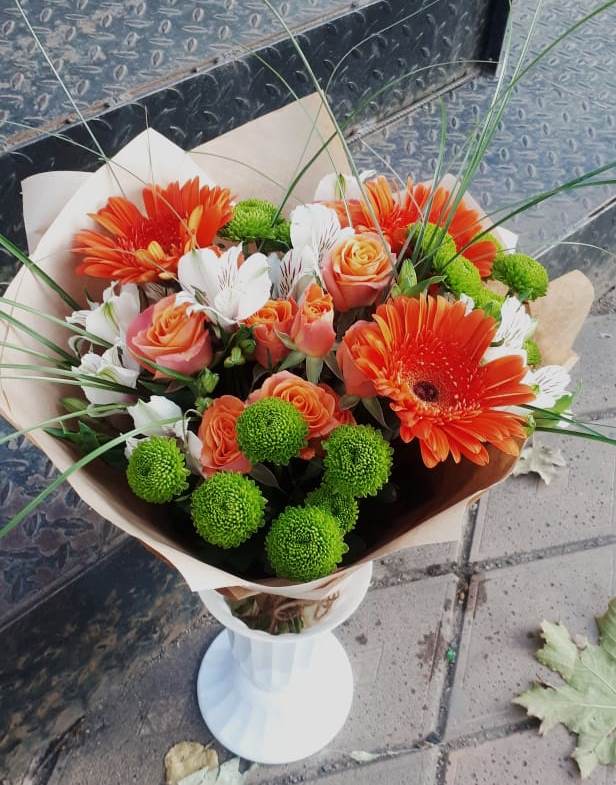 Букет цветов из: Герберы, Хризантемы, Альстромерии и Розы в Колодезном