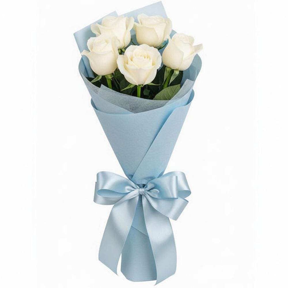 Букет 5 Белых роз Проуд в Колодезном