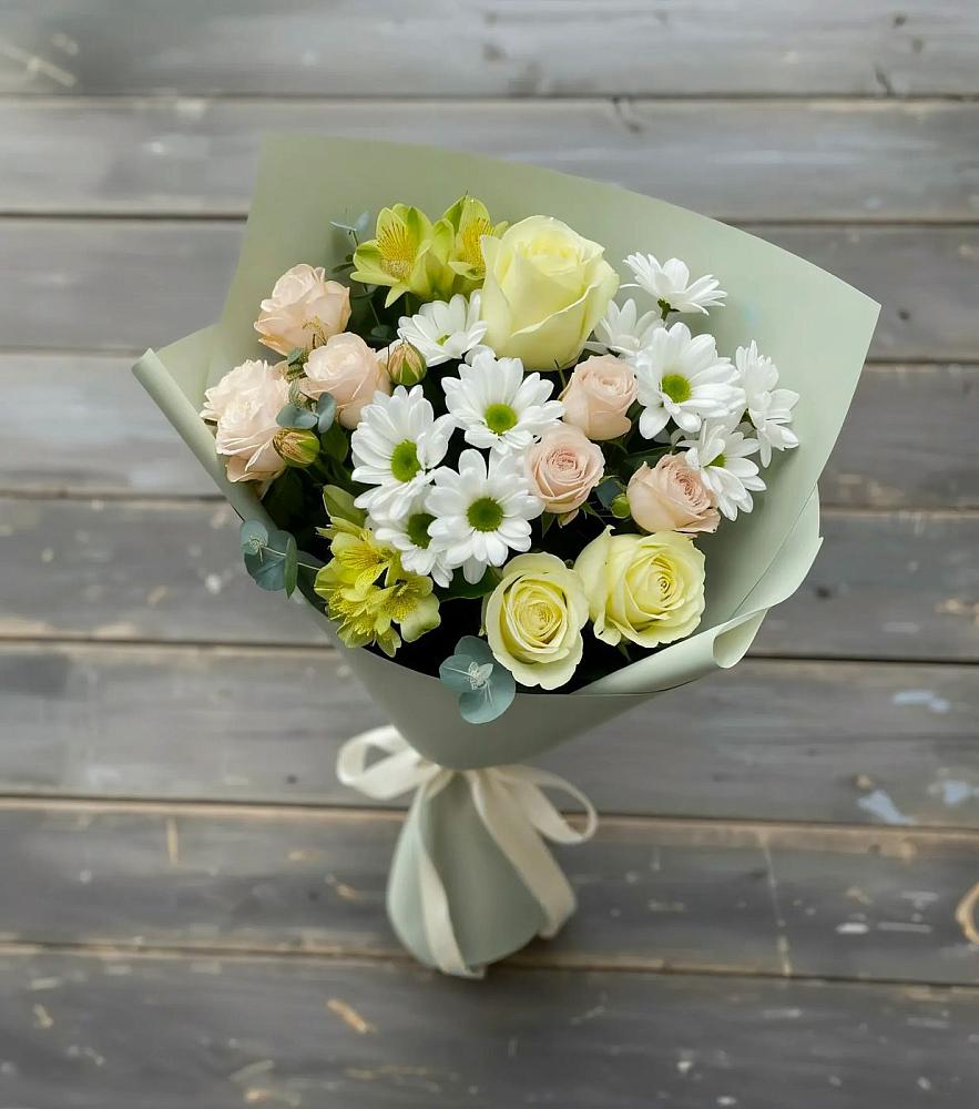 Букет цветов из: Альстромерии, Розы и Хризантемы в Колодезном