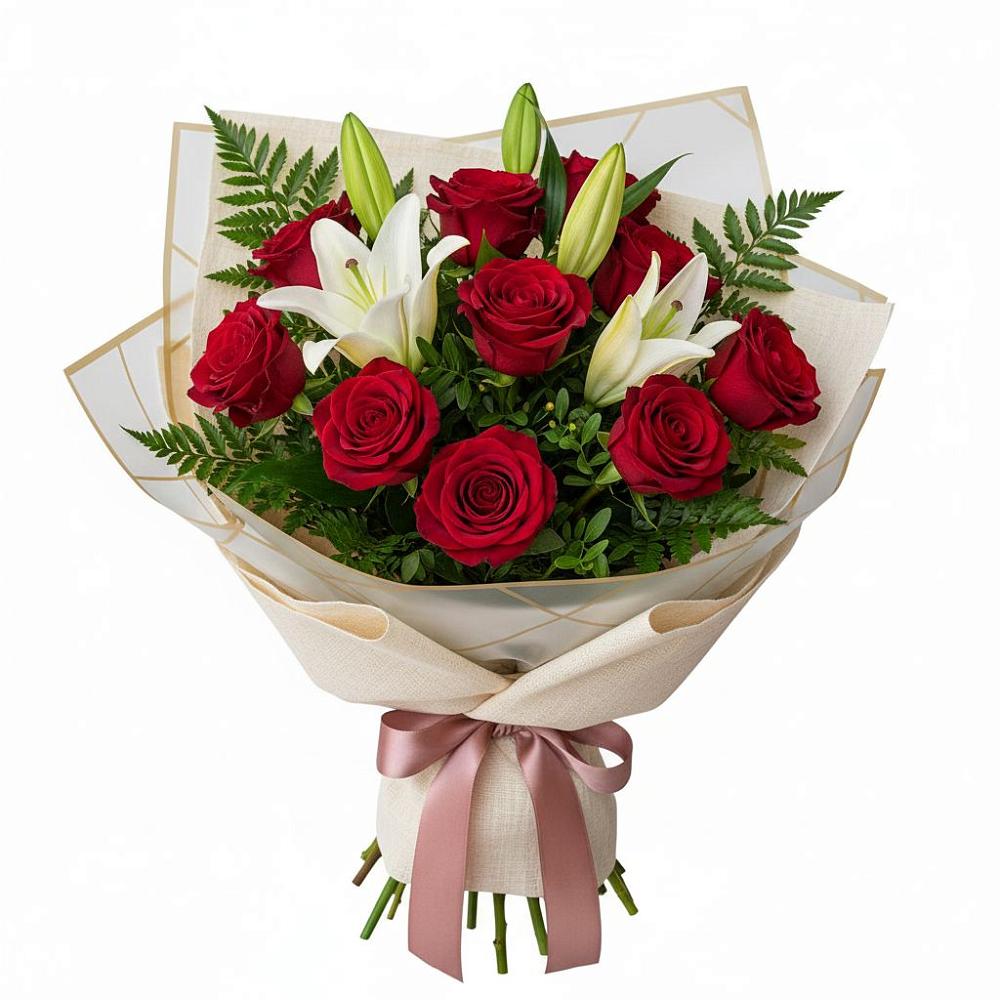 Букет цветов из: Лилии и Розы в Колодезном