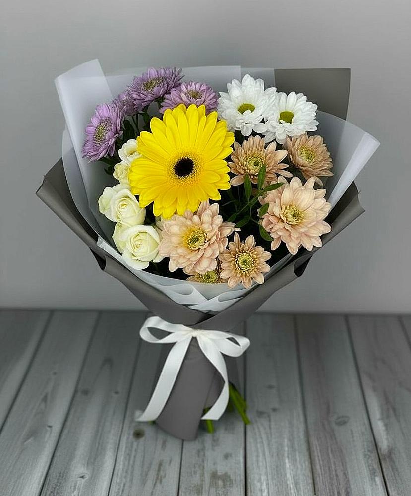 Букет цветов из: Розы, Герберы и Хризантемы в Колодезном