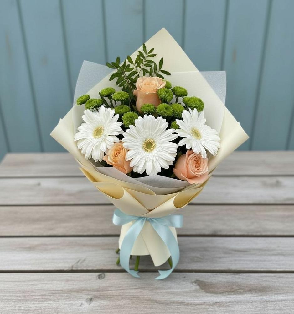 Букет цветов из: Герберы, Розы и Хризантемы в Колодезном