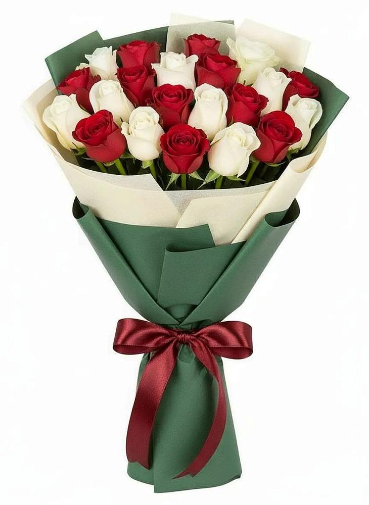 Букет Микс из красных и белых роз в Колодезном