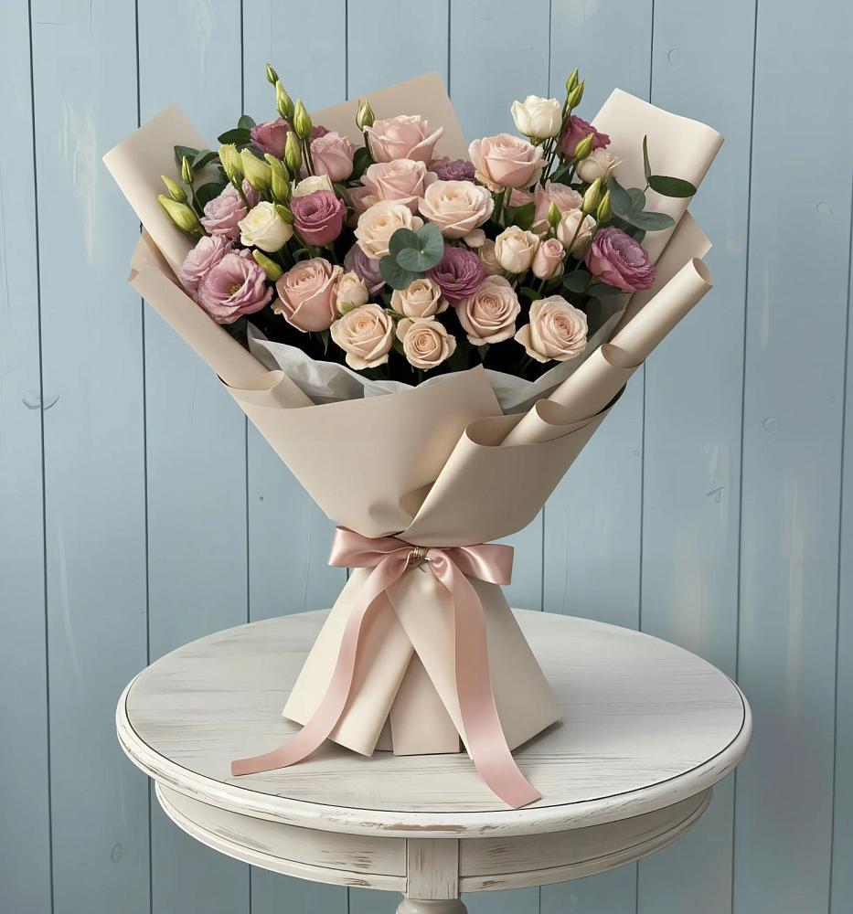 Букет цветов из: Розы и Лизиантусы в Колодезном