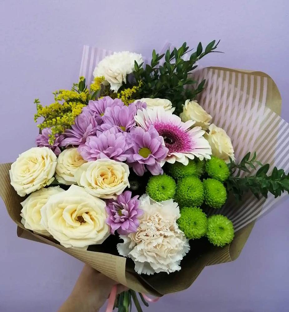 Букет цветов из: Хризантемы, Розы, Гвоздики и Герберы в Колодезном