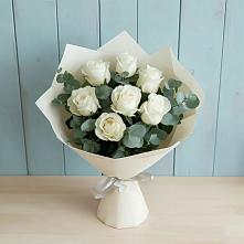 Букет Белые розы в Эвкалипте #REPLACE_PRED# Колодезном
