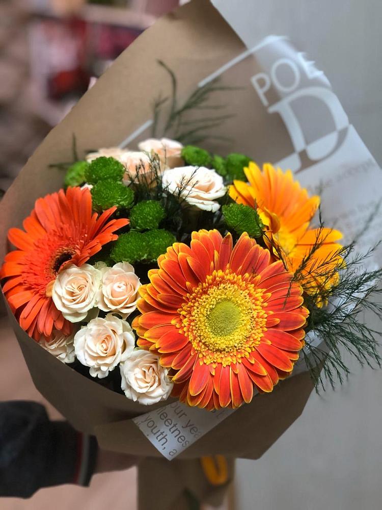 Букет цветов из: Герберы, Хризантемы и Розы в Колодезном